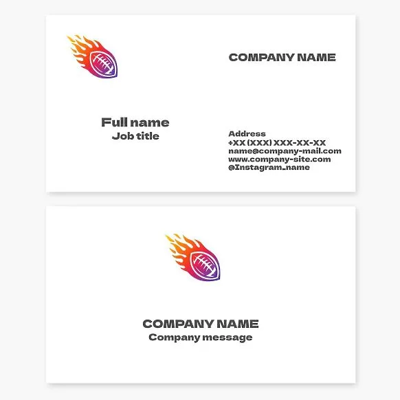 Burning American Football | Rugby | Business Card Template