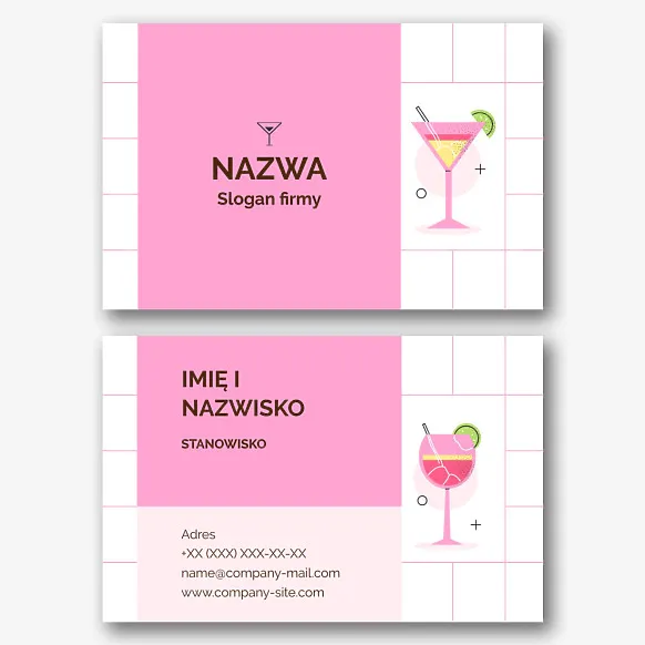 Szablon wizytówki barowej 