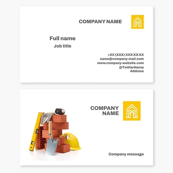 Business card template Construction and repair of houses and premises, tools and materials for construction and repair