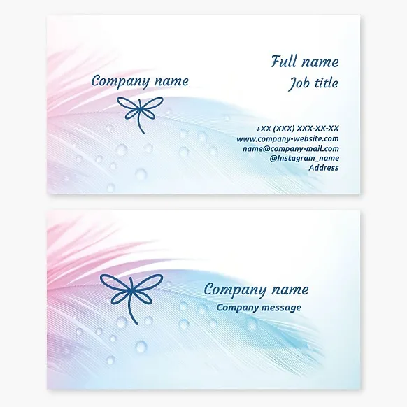 Business card template Dragonfly, beauty, salon, boutique, pen, sleep products