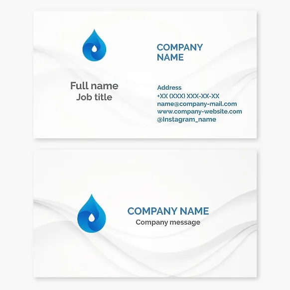 Business cards template Water, plumbing, plumber, water purification, well drilling