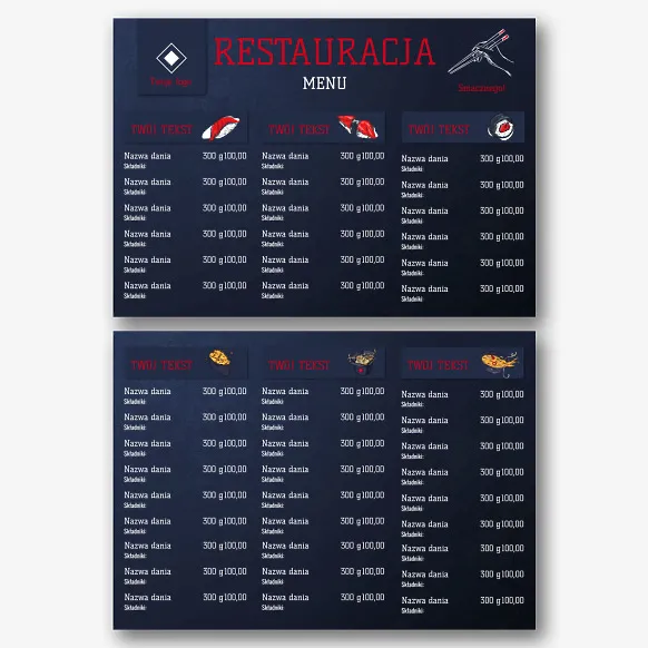 Szablon menu restauracji azjatyckiej