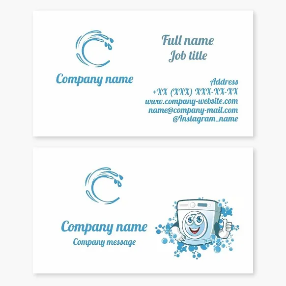 Business card template Clothes washing, washing machine, Letter C