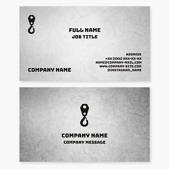Crane hook logo | Business card template for construction company, crane operator.